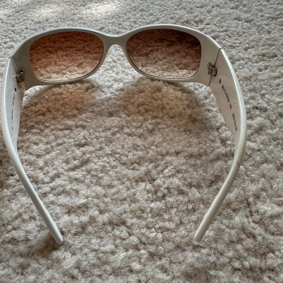 Y2K Fossil Rhinestone White Sunglasses with Brown Lenses